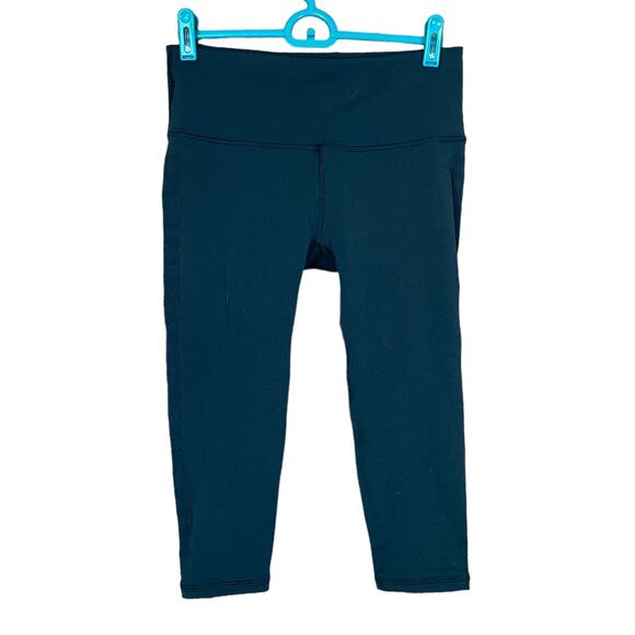 Lululemon Reveal Crop Stripes Leggings Submarine Blue SZ 8 - Picture 1 of 11